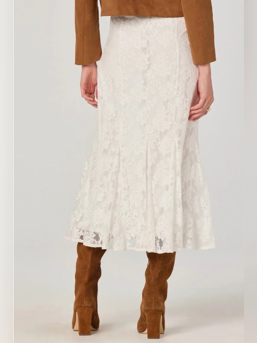 Astr‎ The Label | Off White | Lace MIDI  Skirt